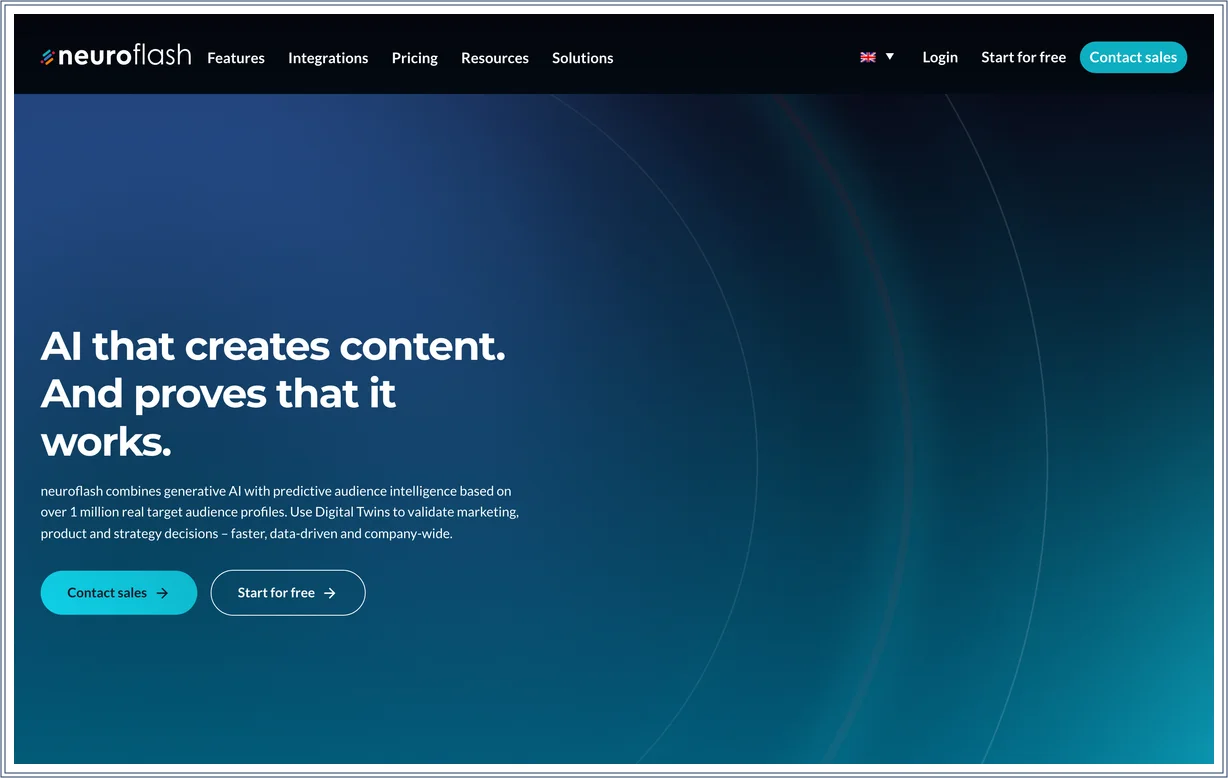 neuroflash ContentFlash-Editor mit SEO- und GEO-Bewertung für einen deutschen Text